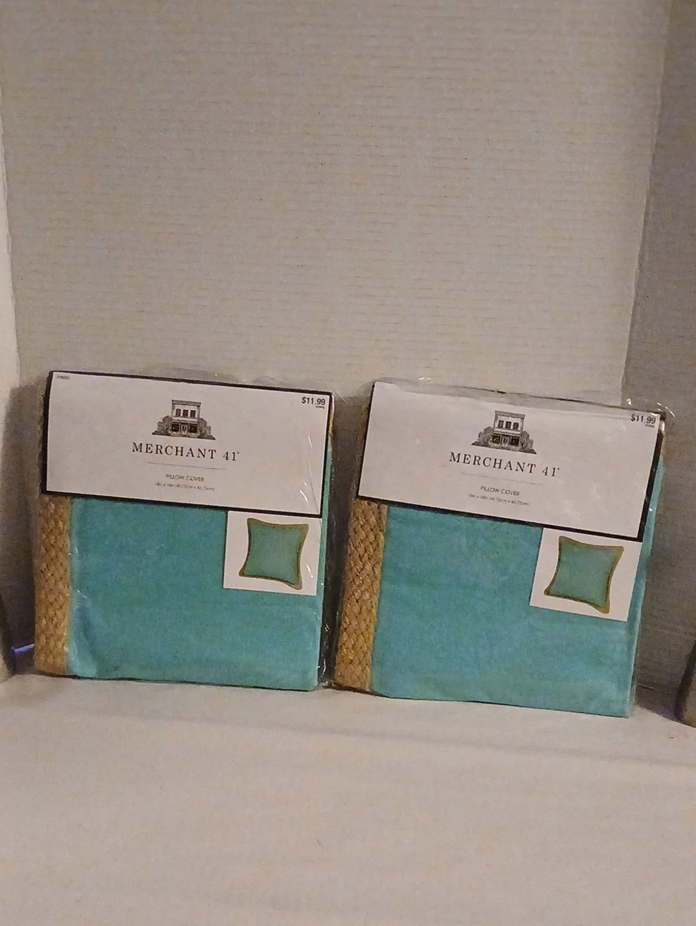 Merchant 41 Lot 2 Turquoise and Gold Pillow Cover